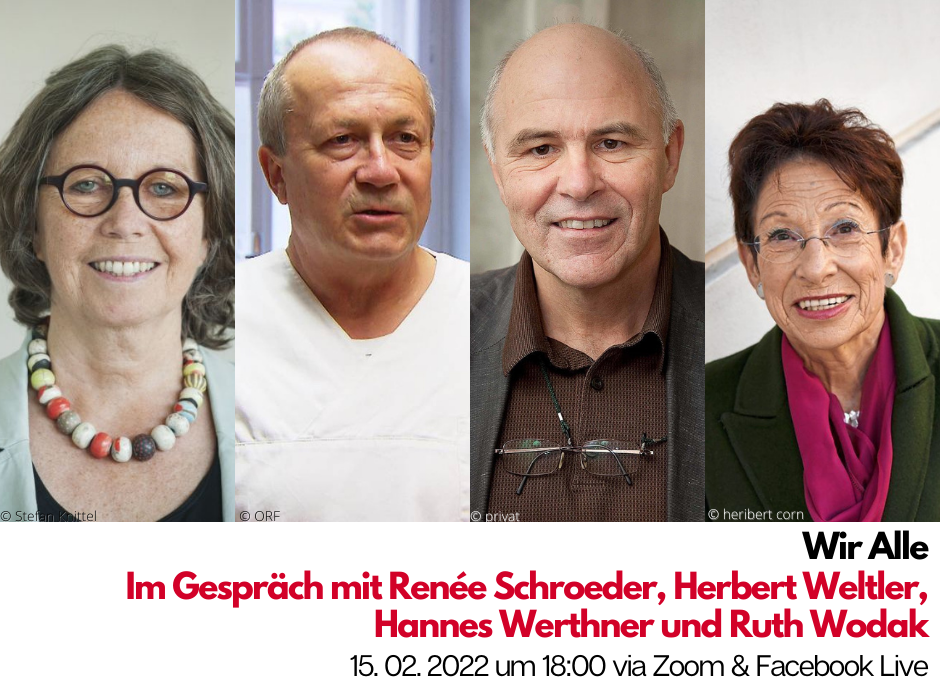 BSA-Gespräch mit Renée Schroeder, Herbert Weltler, Hannes Werthner und Ruth Wodak am 15.2. um 18 Uhr per Zoom